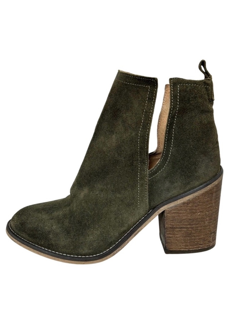 Rebels Zelda Olive Green Suede Cutout Heel Ankle Boots Women's Size 38